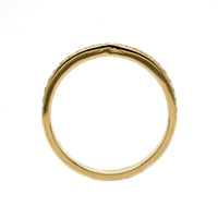 18K Yellow Gold Pinched Center Diamond Bead Set Band