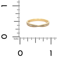18K Yellow Gold Pinched Center Diamond Bead Set Band