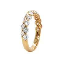 18K Yellow Gold Shared Prong 2 Row Diamond Band