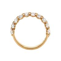 18K Yellow Gold Shared Prong 2 Row Diamond Band