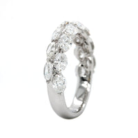 18K White Gold Shared Prong 2 Row Diamond Band