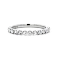 18K White Gold Single Prong Halfway Diamond Wedding Ring