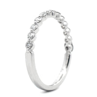 18K White Gold Single Prong Halfway Diamond Wedding Ring