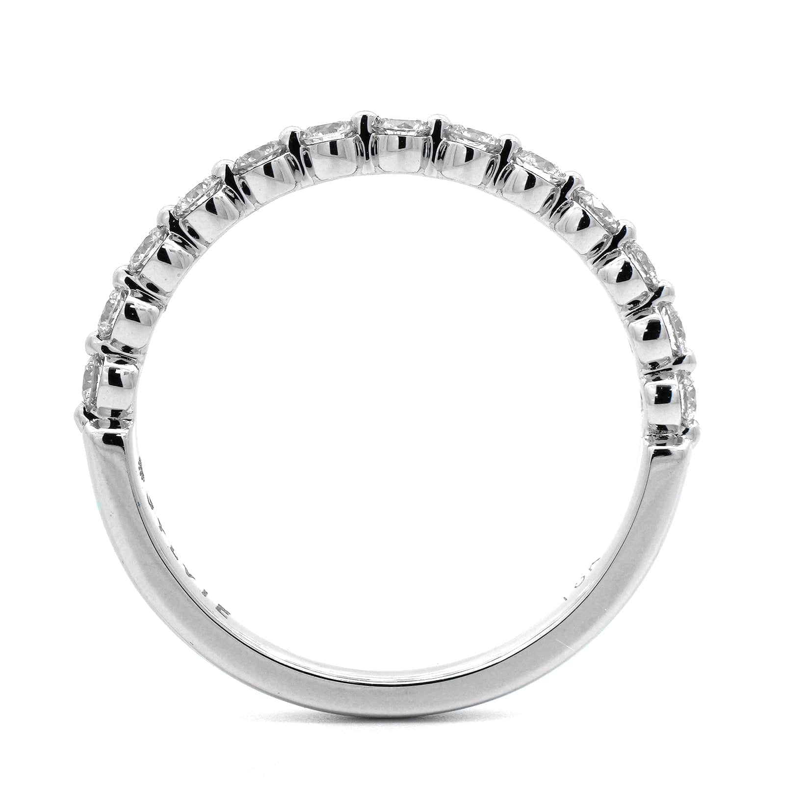 18K White Gold Single Prong Halfway Diamond Wedding Ring