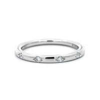 18K White Gold Burnished Set Round Diamond Wedding Ring