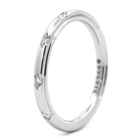 18K White Gold Burnished Set Round Diamond Wedding Ring