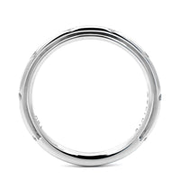 18K White Gold Burnished Set Round Diamond Wedding Ring