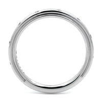 18K White Gold Burnished Set Round Diamond Wedding Ring