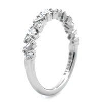 18K White Gold Zigzag Round and Baguette Diamond Wedding Ring