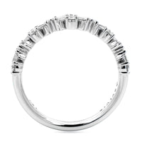 18K White Gold Zigzag Round and Baguette Diamond Wedding Ring