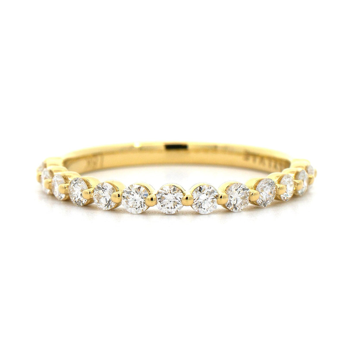 18K Yellow Gold Single Prong Round Diamond Wedding Ring