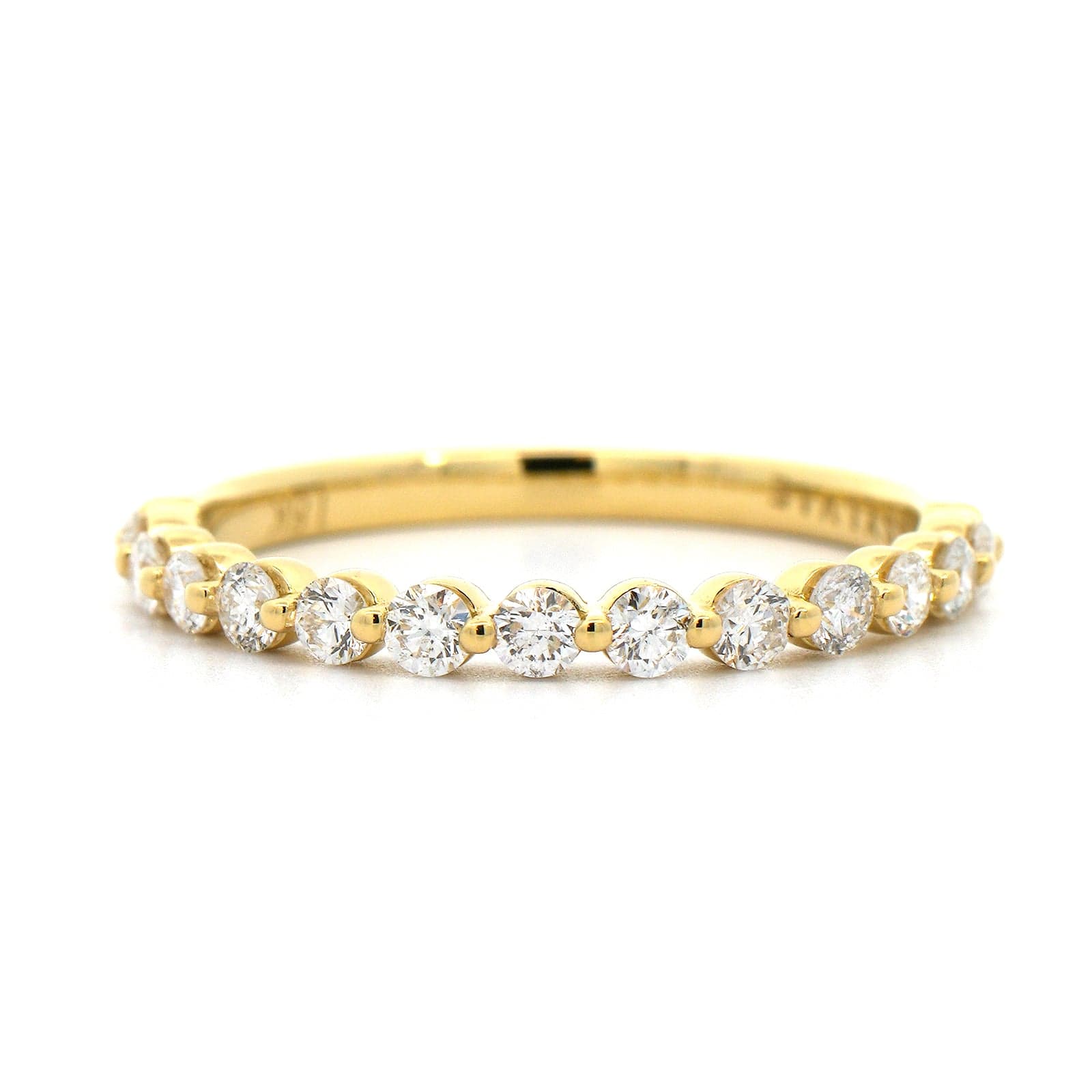 18K Yellow Gold Single Prong Round Diamond Wedding Ring