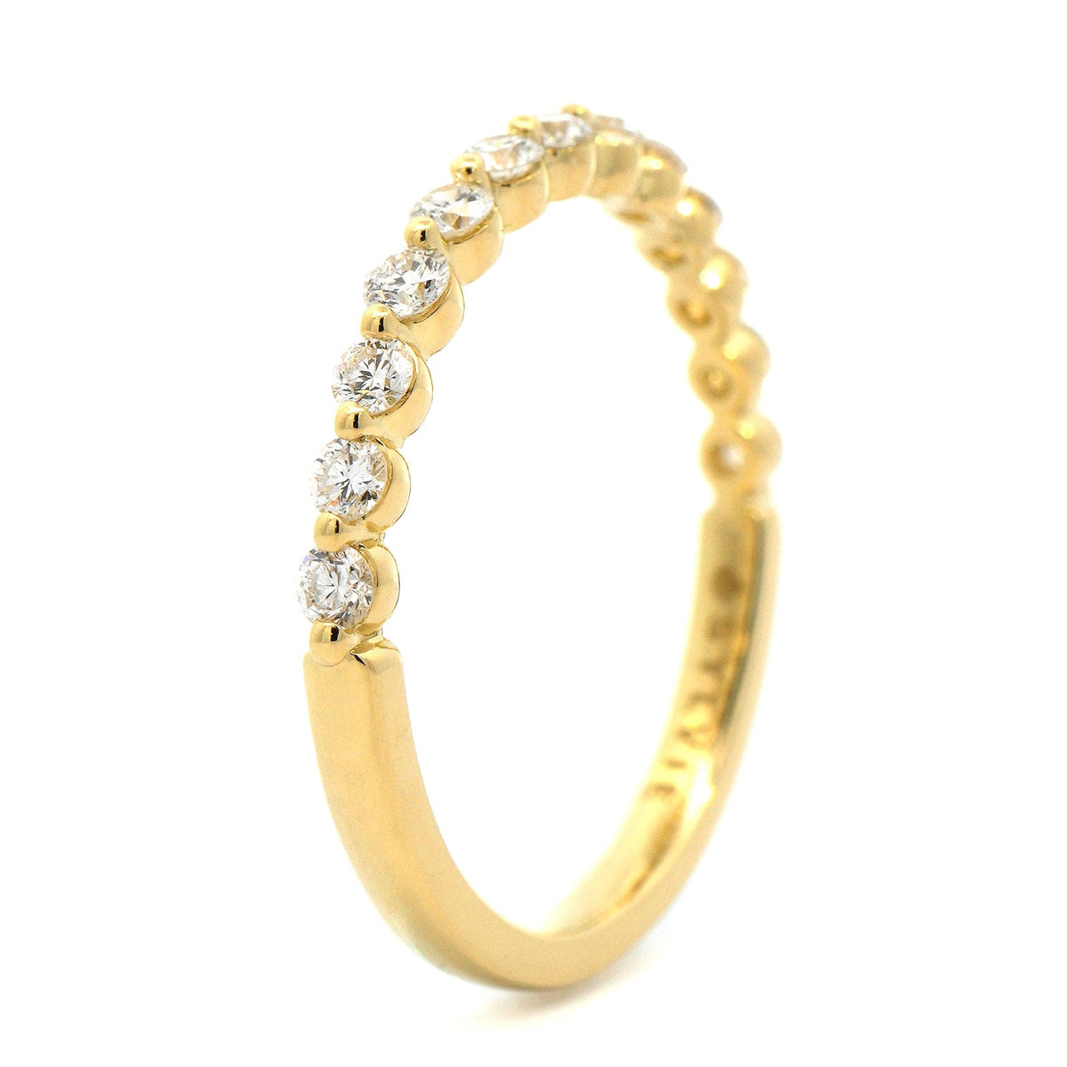 18K Yellow Gold Single Prong Round Diamond Wedding Ring