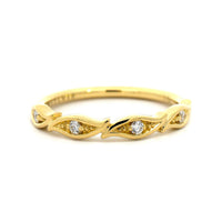 18K Yellow Gold Wave Style Diamond Wedding Ring