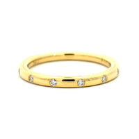 18K Yellow Gold Burnished Set Diamond Wedding Ring