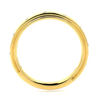 18K Yellow Gold Burnished Set Diamond Wedding Ring