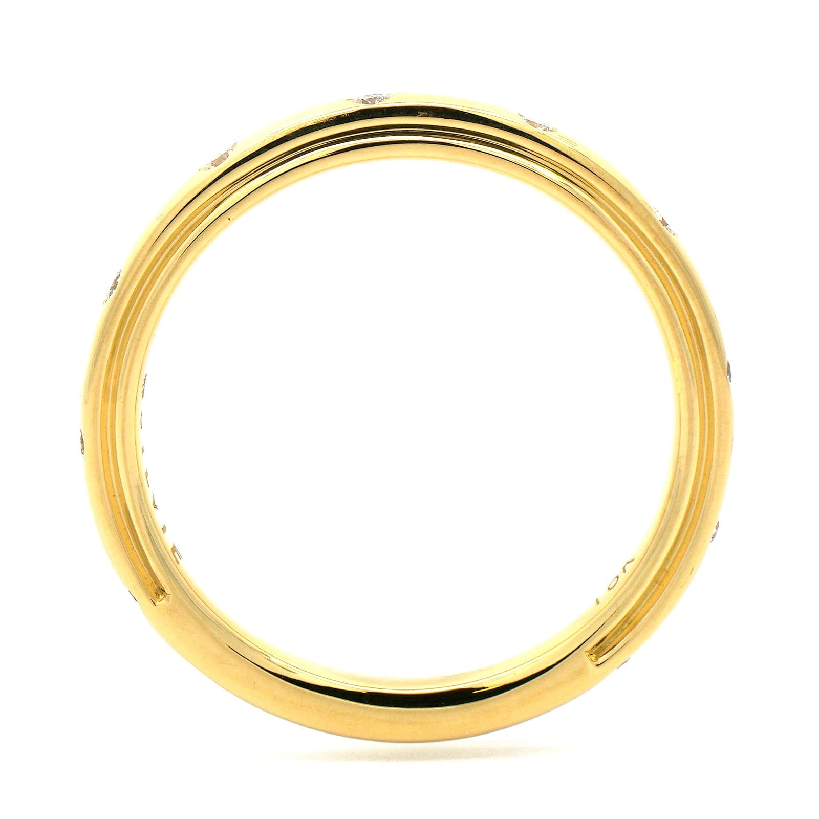 18K Yellow Gold Burnished Set Diamond Wedding Ring