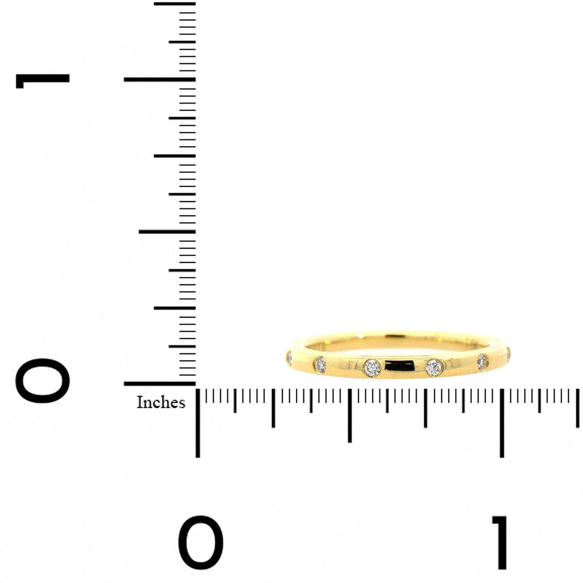 18K Yellow Gold Burnished Set Diamond Wedding Ring