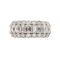 18K White Gold Baguette and Round Diamond Prong Set Band