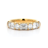 18K Yellow Gold 7 Stone Emerald Cut 2CTW Diamond Band
