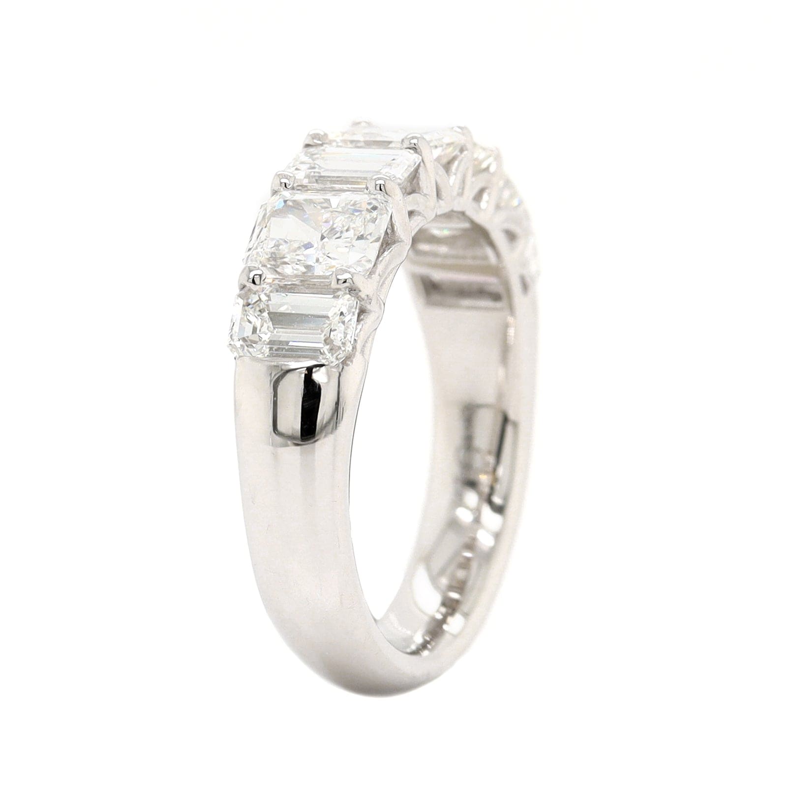 Platinum 7 Stone Radiant and Emerald Cut Diamond Band