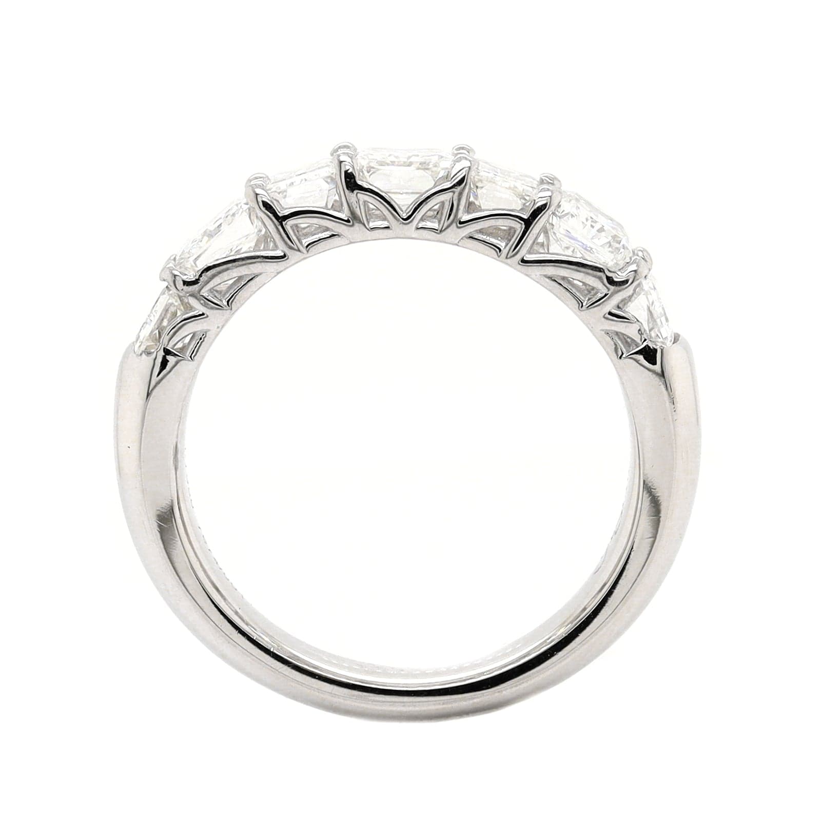 Platinum 7 Stone Radiant and Emerald Cut Diamond Band