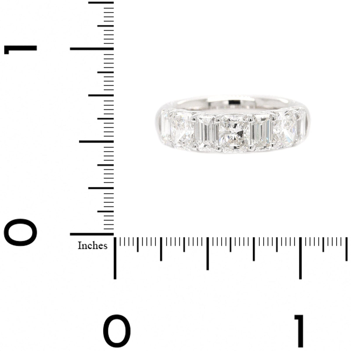 Platinum 7 Stone Radiant and Emerald Cut Diamond Band