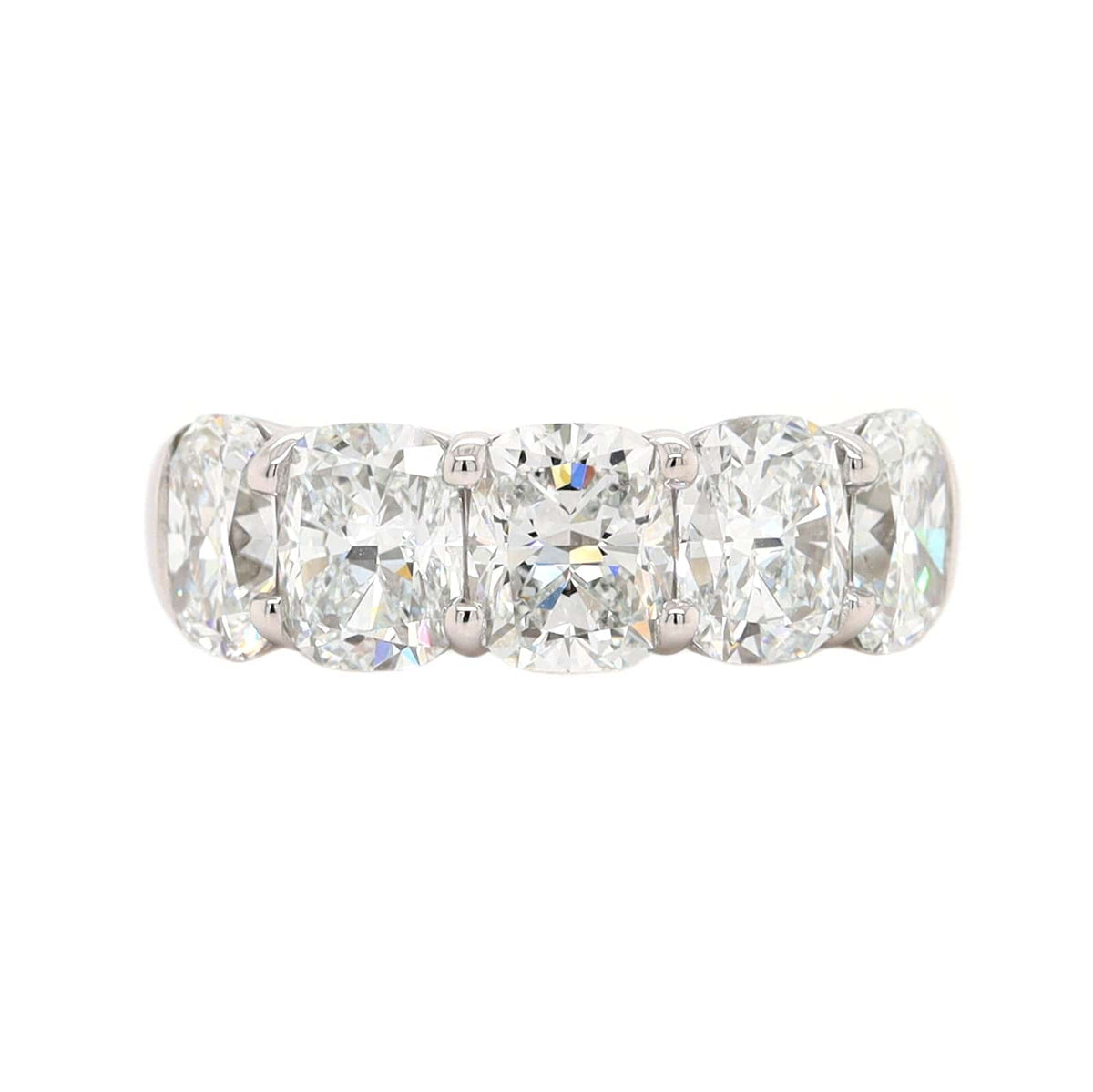 Platinum 5 Stone Cushion Cut Diamond Band