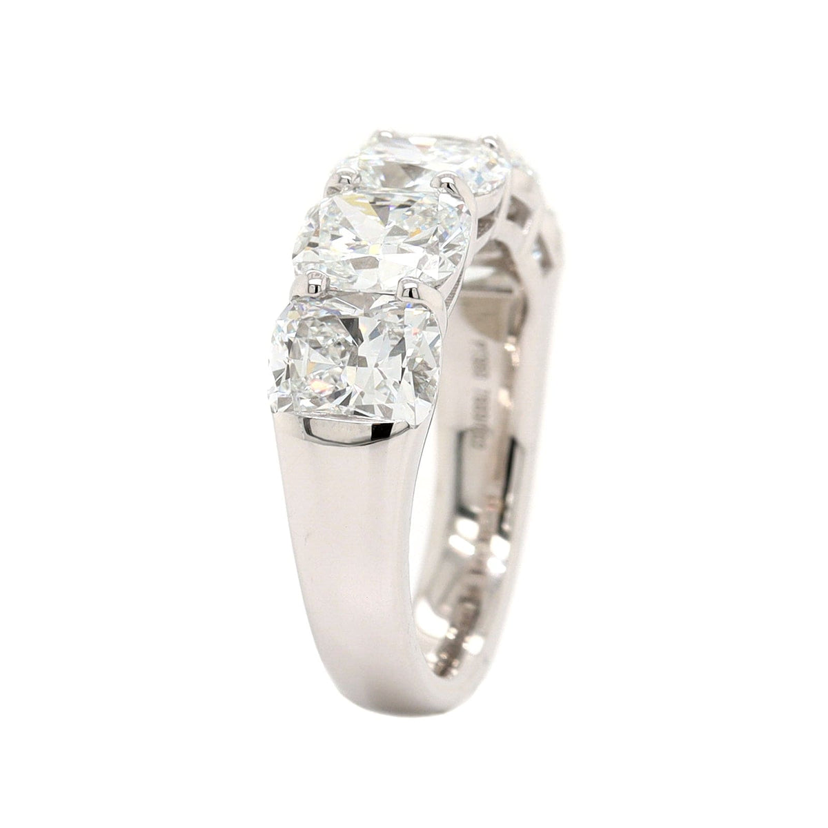 Platinum 5 Stone Cushion Cut Diamond Band