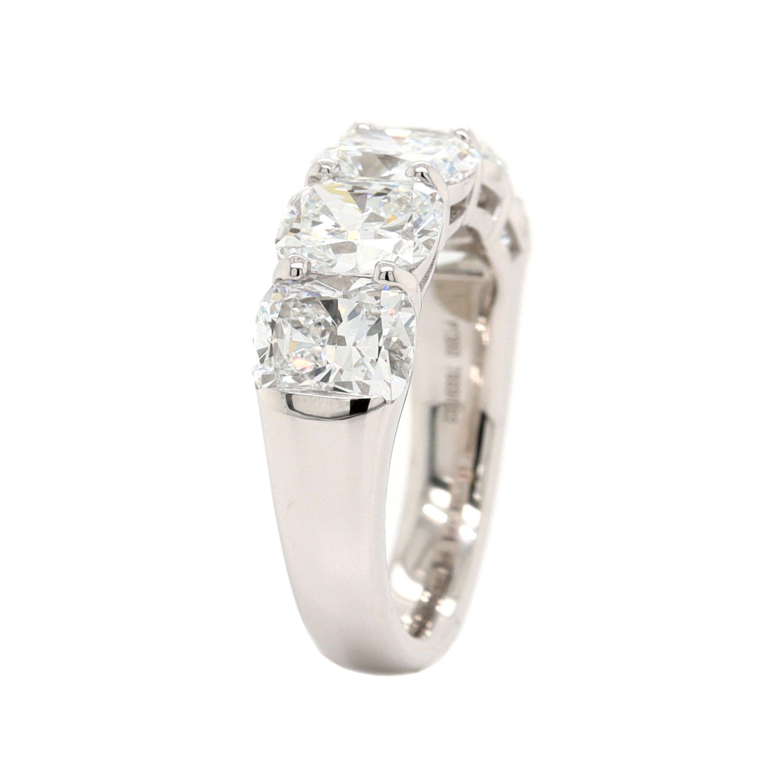 Platinum 5 Stone Cushion Cut Diamond Band