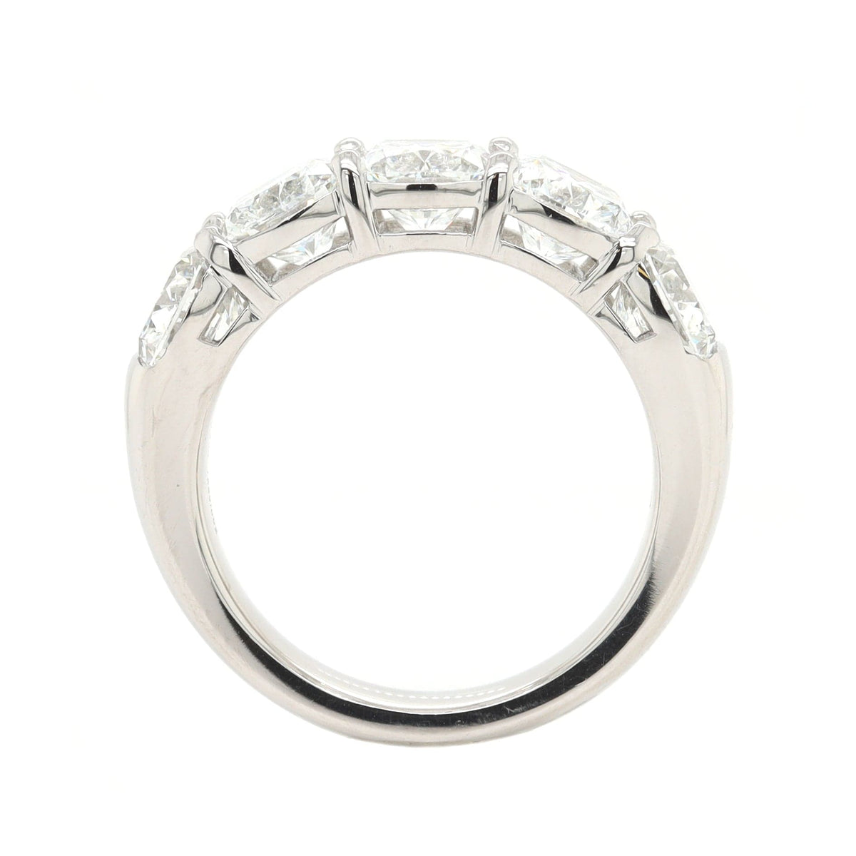 Platinum 5 Stone Cushion Cut Diamond Band