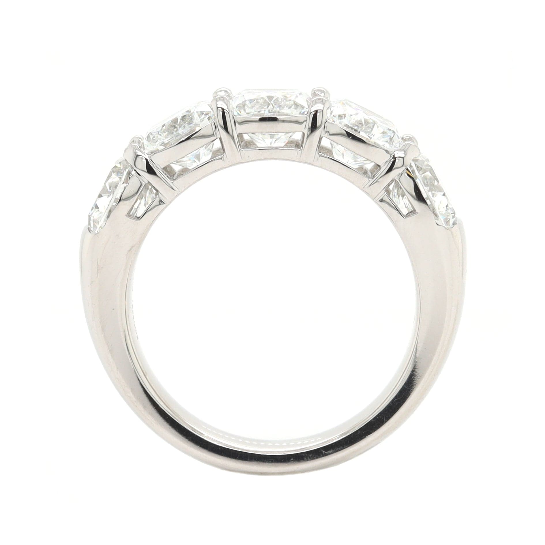 Platinum 5 Stone Cushion Cut Diamond Band
