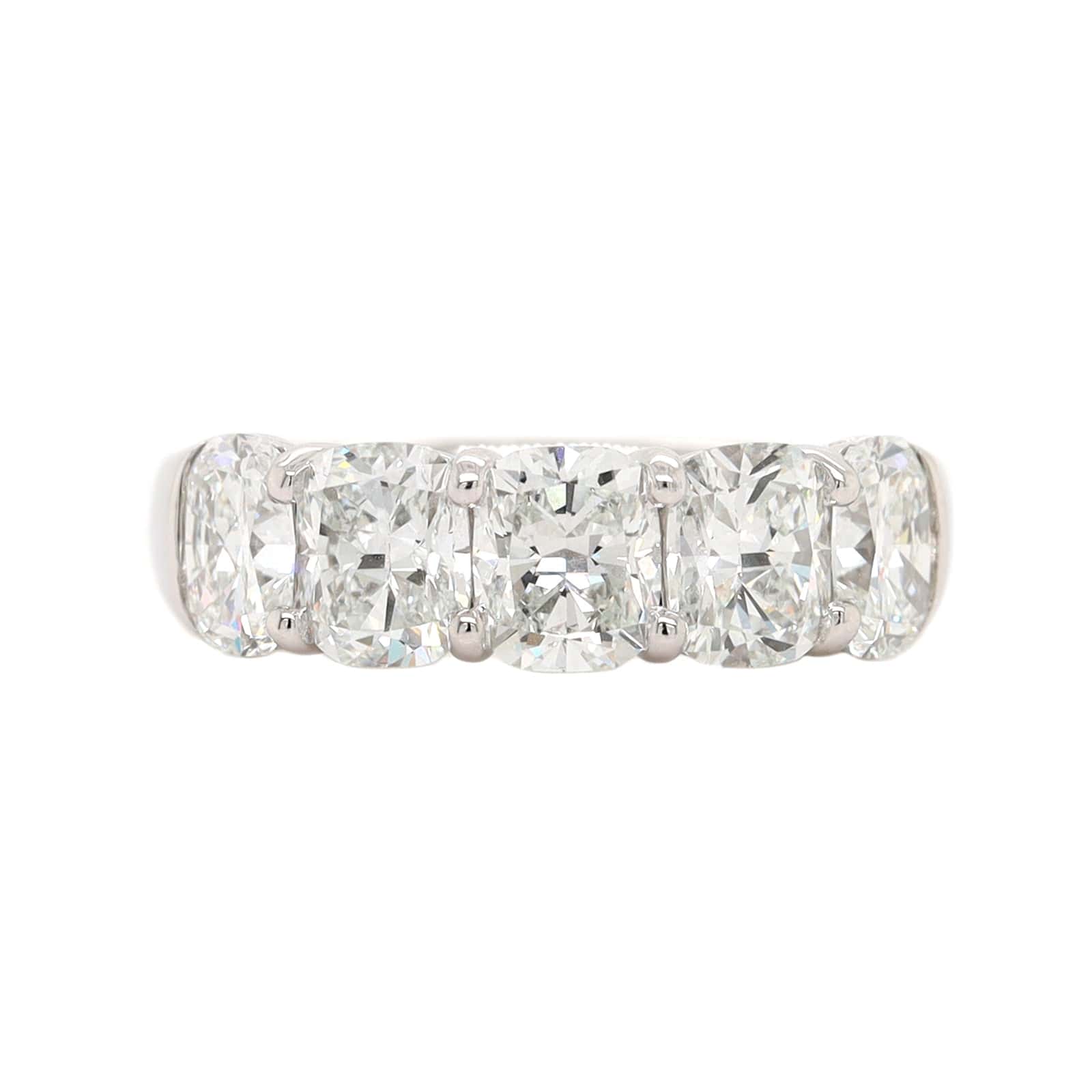 Platinum 5 Stone Cushion Cut Diamond Band
