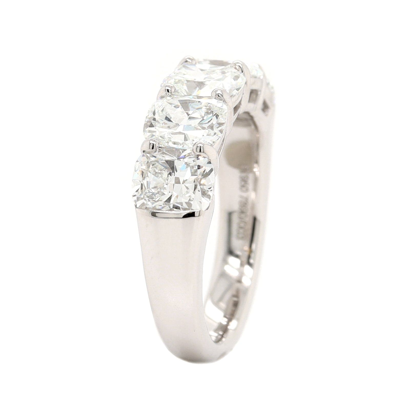 Platinum 5 Stone Cushion Cut Diamond Band