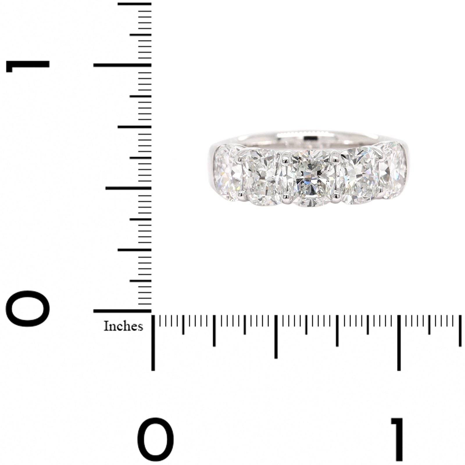 Platinum 5 Stone Cushion Cut Diamond Band
