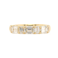 18K Yellow Gold 7 Stone Emerald Cut Diamond Band