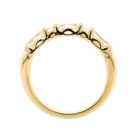 18K Yellow Gold 7 Stone Emerald Cut Diamond Band
