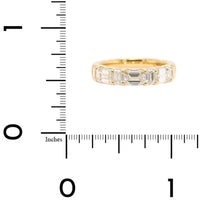 18K Yellow Gold 7 Stone Emerald Cut Diamond Band