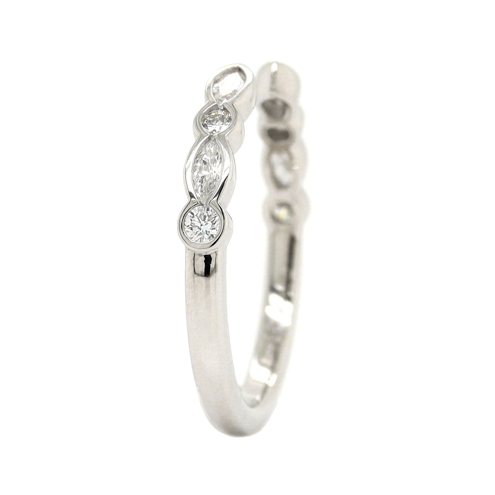 Open Bezel Setting Platinum Open Bezel Set Round and Marquise Diamond Band – Long's Jewelers