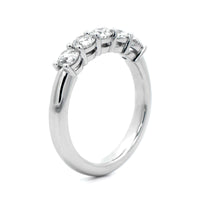 Platinum 5 Stone Shared Prong Round Diamond Band