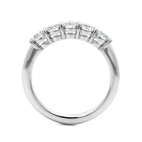 Platinum 5 Stone Shared Prong Round Diamond Band