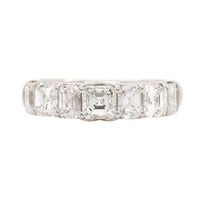 Platinum 7 Stone Alternating Emerald Cut and Square Diamond Band