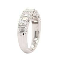 Platinum 7 Stone Alternating Emerald Cut and Square Diamond Band