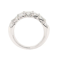 Platinum 7 Stone Alternating Emerald Cut and Square Diamond Band