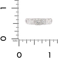 Platinum 7 Stone Alternating Emerald Cut and Square Diamond Band