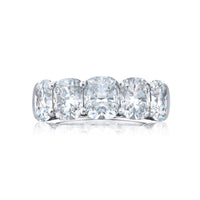 Platinum 5 Stone Cushion Shaped Diamond Shared Prong Band