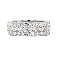 18K White Gold 3 Row Domed Diamond Band