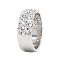 18K White Gold 3 Row Domed Diamond Band
