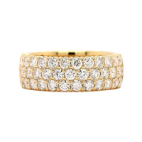 18K Yellow Gold 3 Row Domed Diamond Band