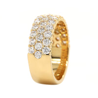 18K Yellow Gold 3 Row Domed Diamond Band